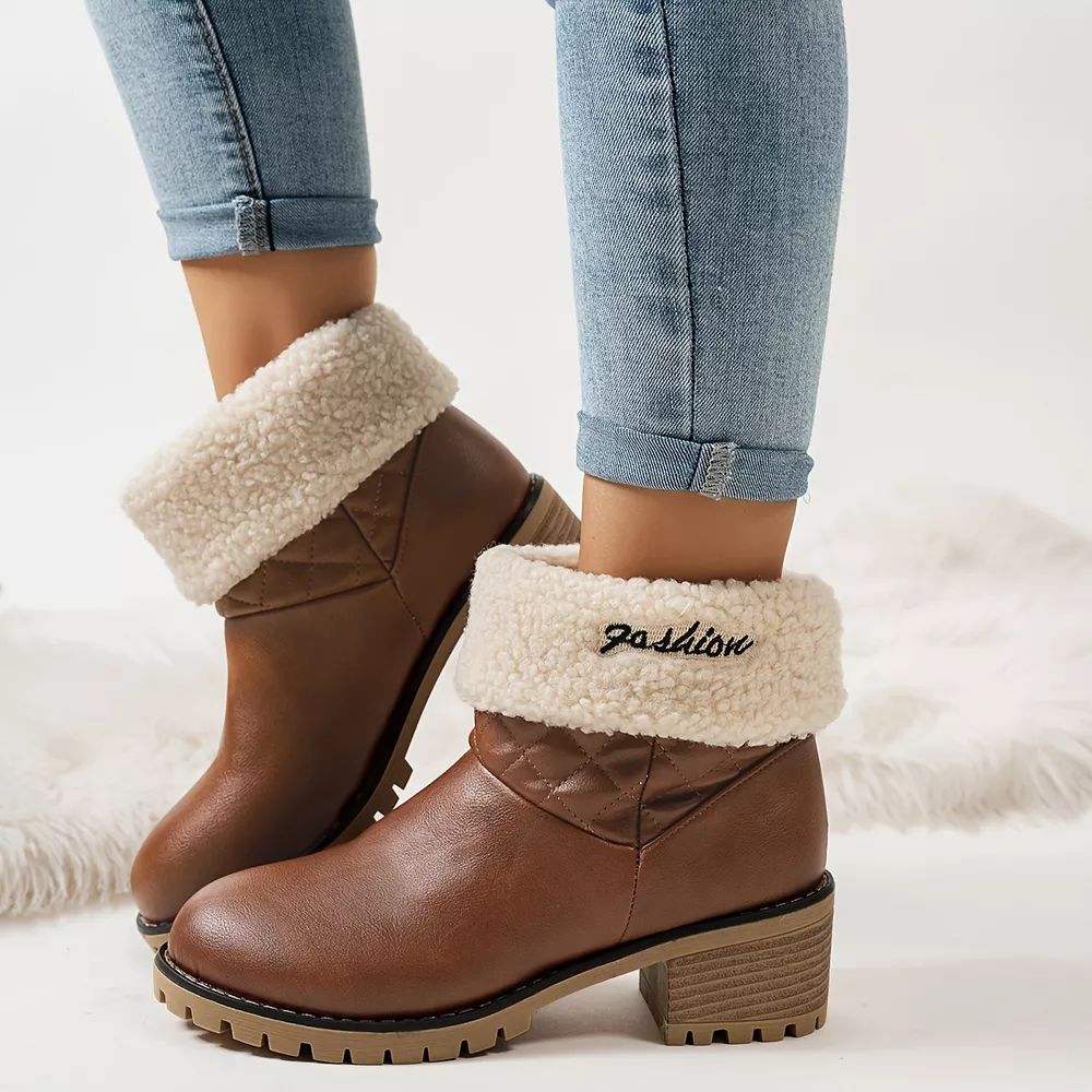 Round Toe Block Heels Boots, image 6