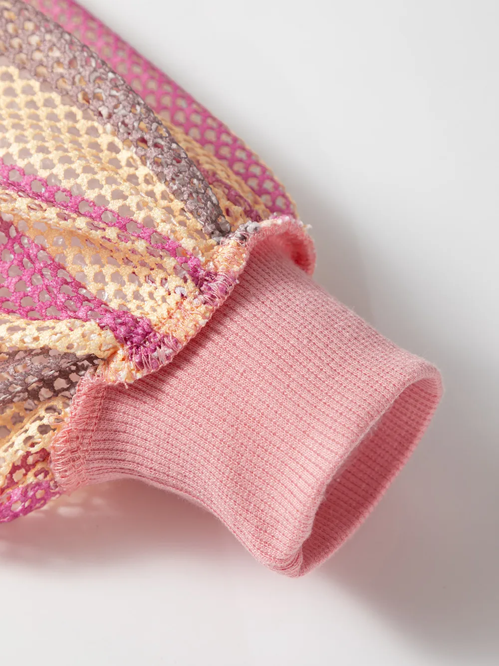 Striped Mesh Sleeve Patchwork Exposed Seam Top, image 6