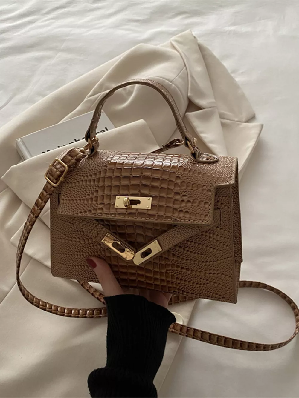 Embossed Flap Crossbody Bag, image 9