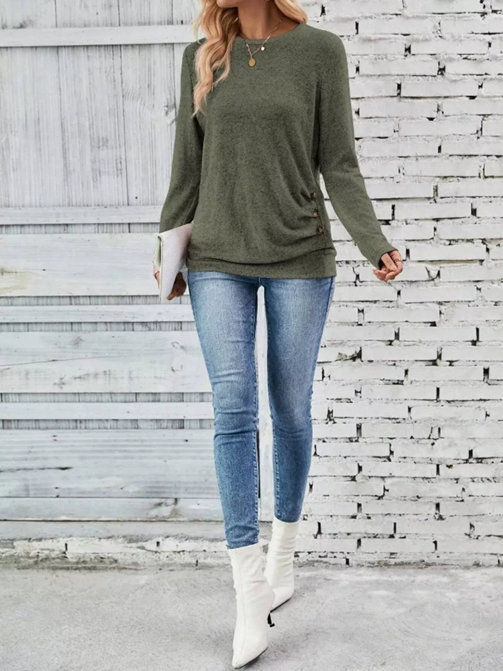 Casual Decor Button Long Sleeve T-Shirt, image 14