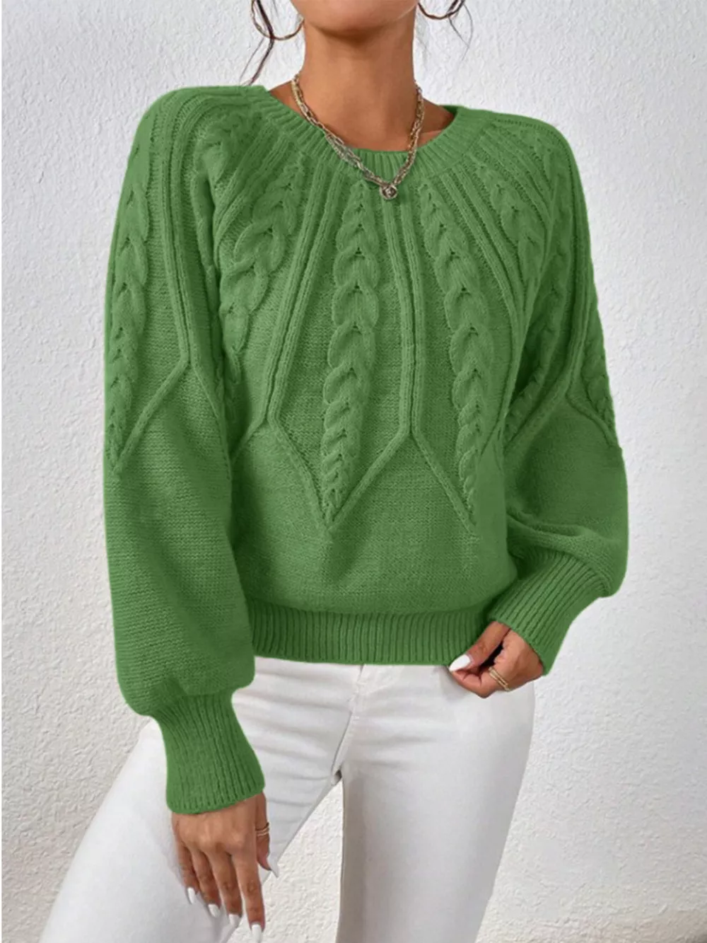 Cable Knit Long Sleeve Sweater, image 25