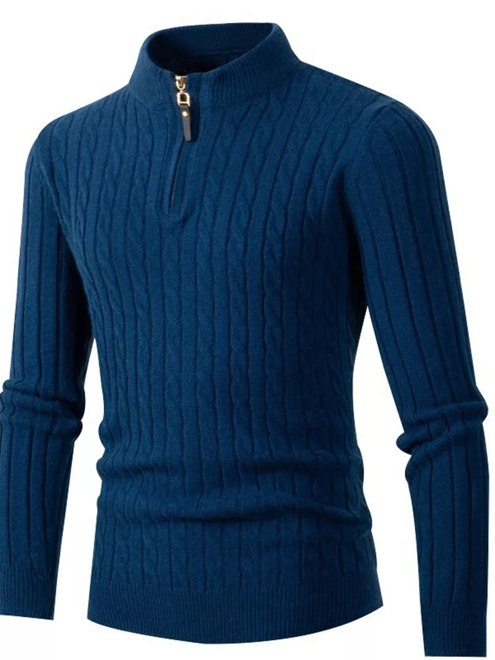 Men's Full Size Cable Knit Half-Zip Sweater Plus Size, image 6