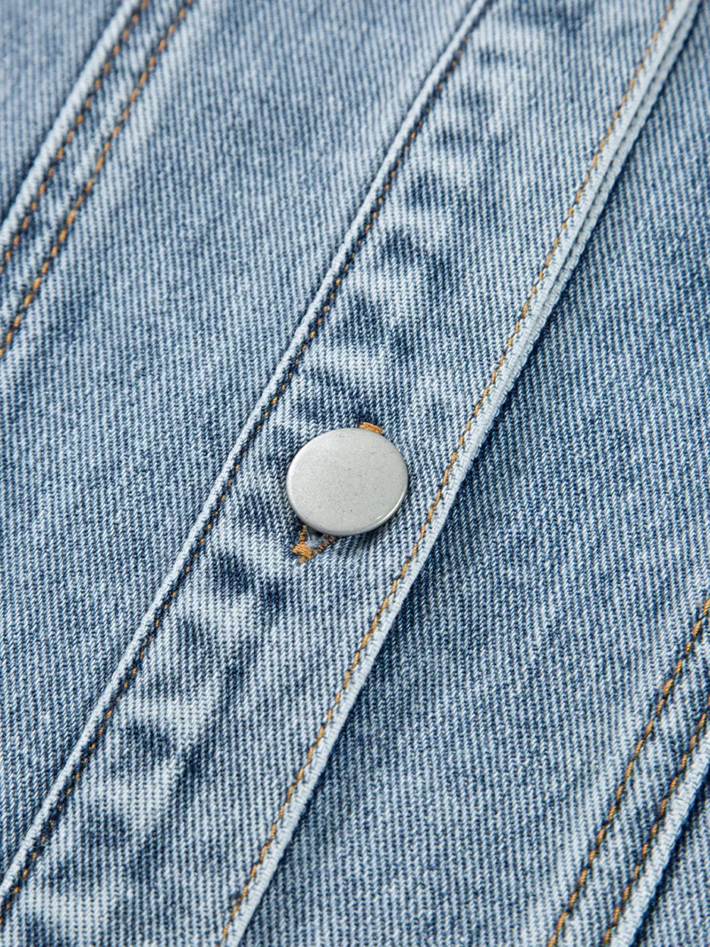 Scallop Trim Collar Patched Pocket Button Up Denim Jacket, image 10