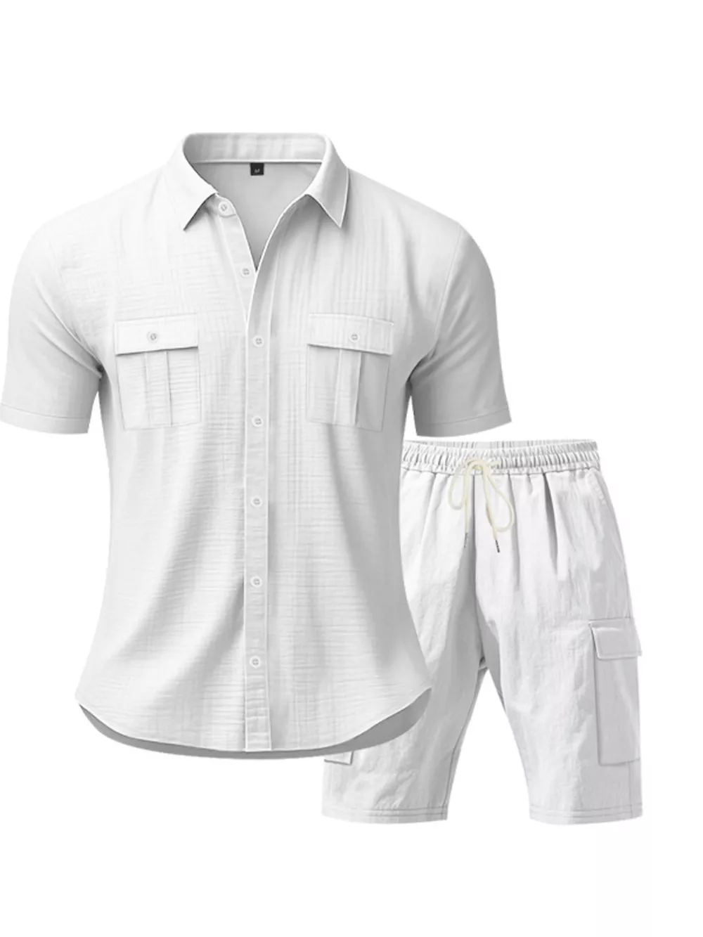 Men's Full Size Button Up Shirt and Shorts Set Plus Size, image 25