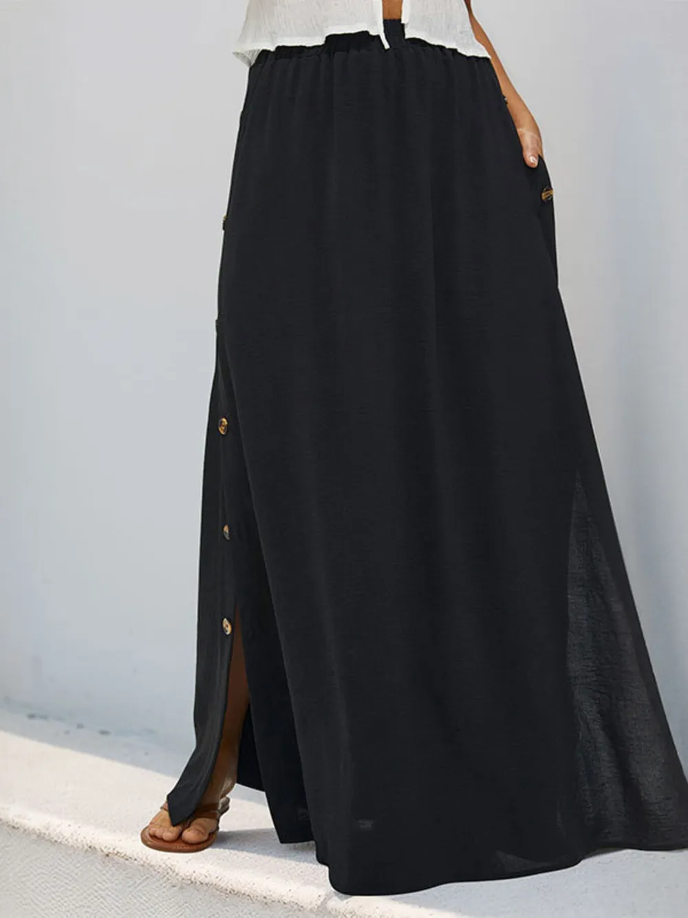 High Waist Maxi Skirt with Pockets, image 3