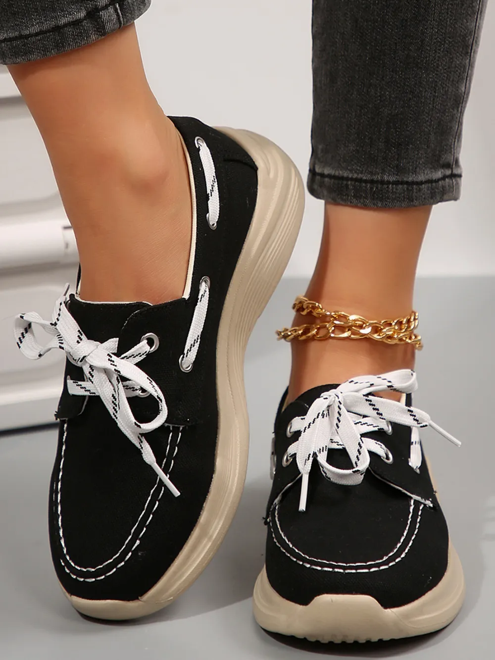 Lace Up Round Toe Sneakers, image 2