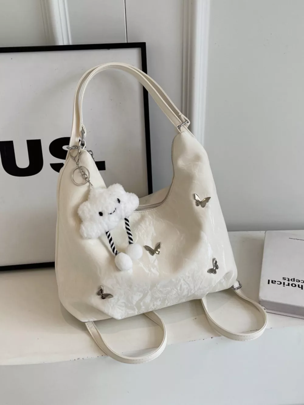 Convertible Cloud Charm Decor Shoulder Bag, image 3