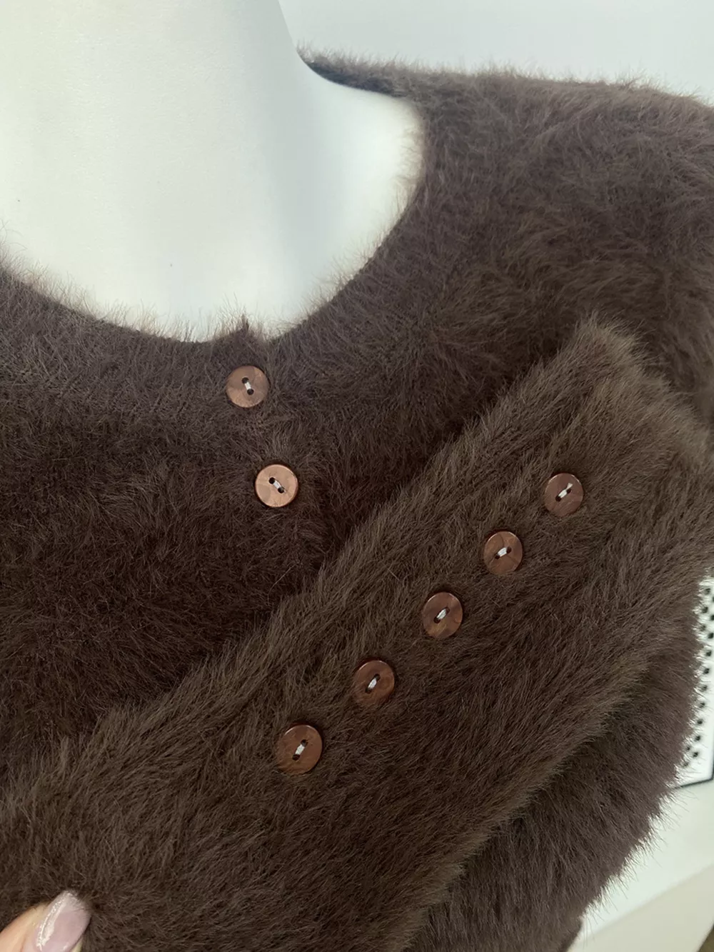 Soft Fuzzy Button-Down Cropped Cardigan, image 31