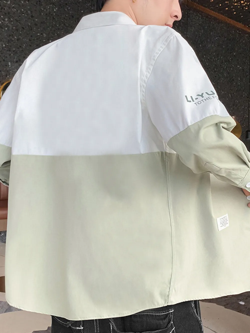 Men's Plus Size Two-Tone Casual Button-Down Shirt, image 4