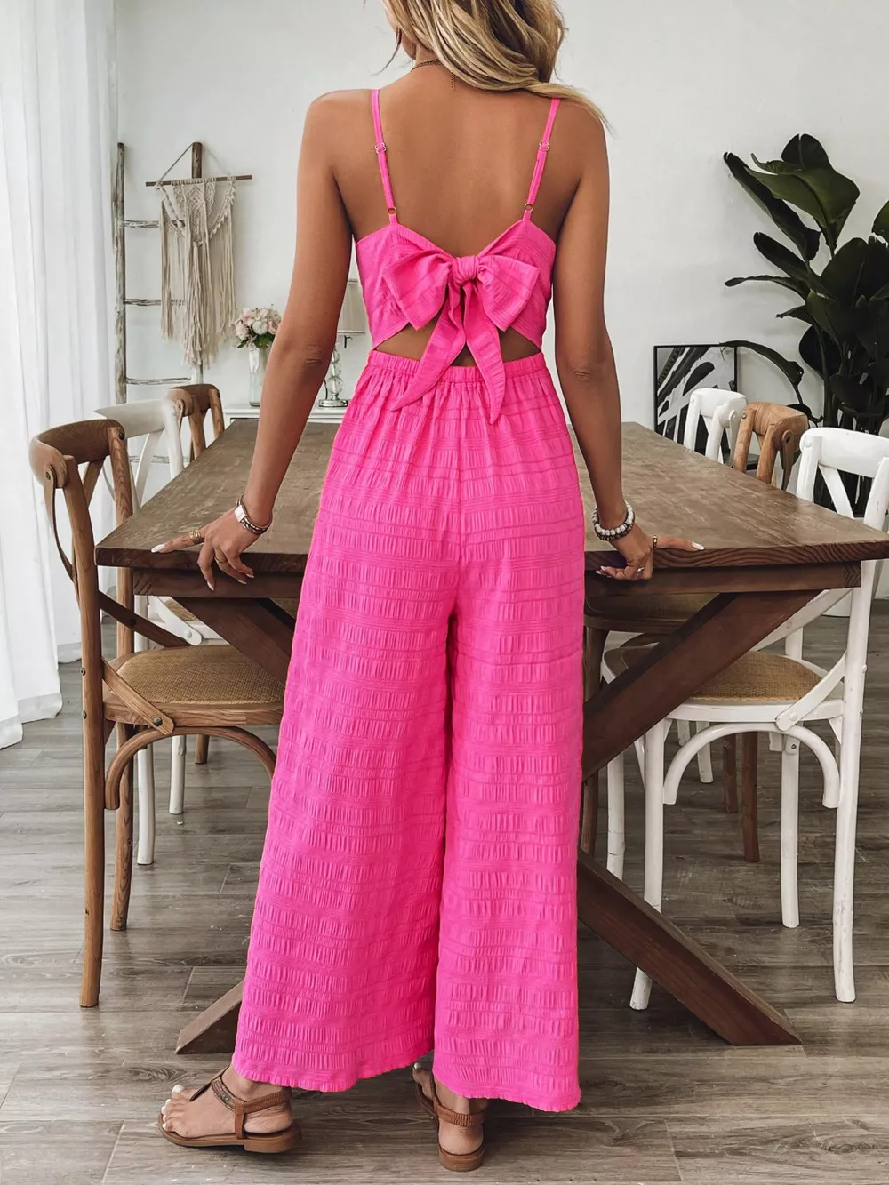 Bow Back Sleeveless Wide Leg Jumpsuit, image 4