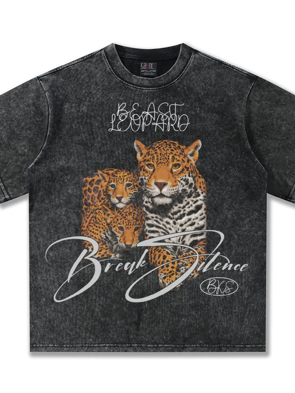 Men's Vintage Leopard Graphic Round Neck T-Shirt, image 3