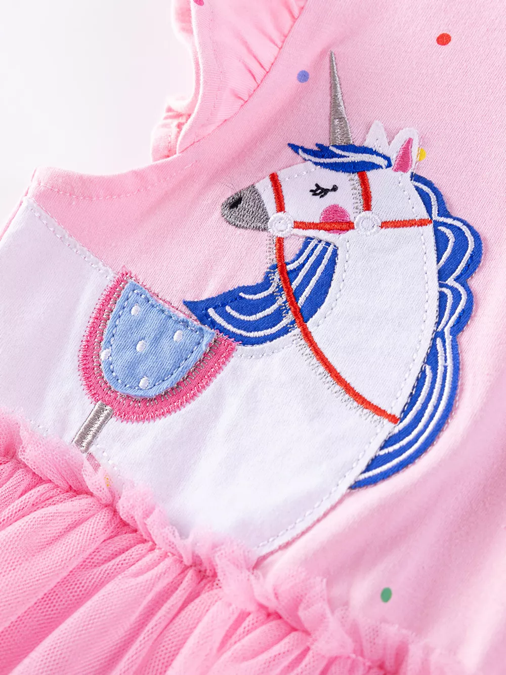 Children's Unicorn Ruffle Sleeve Tulle Dress, image 4