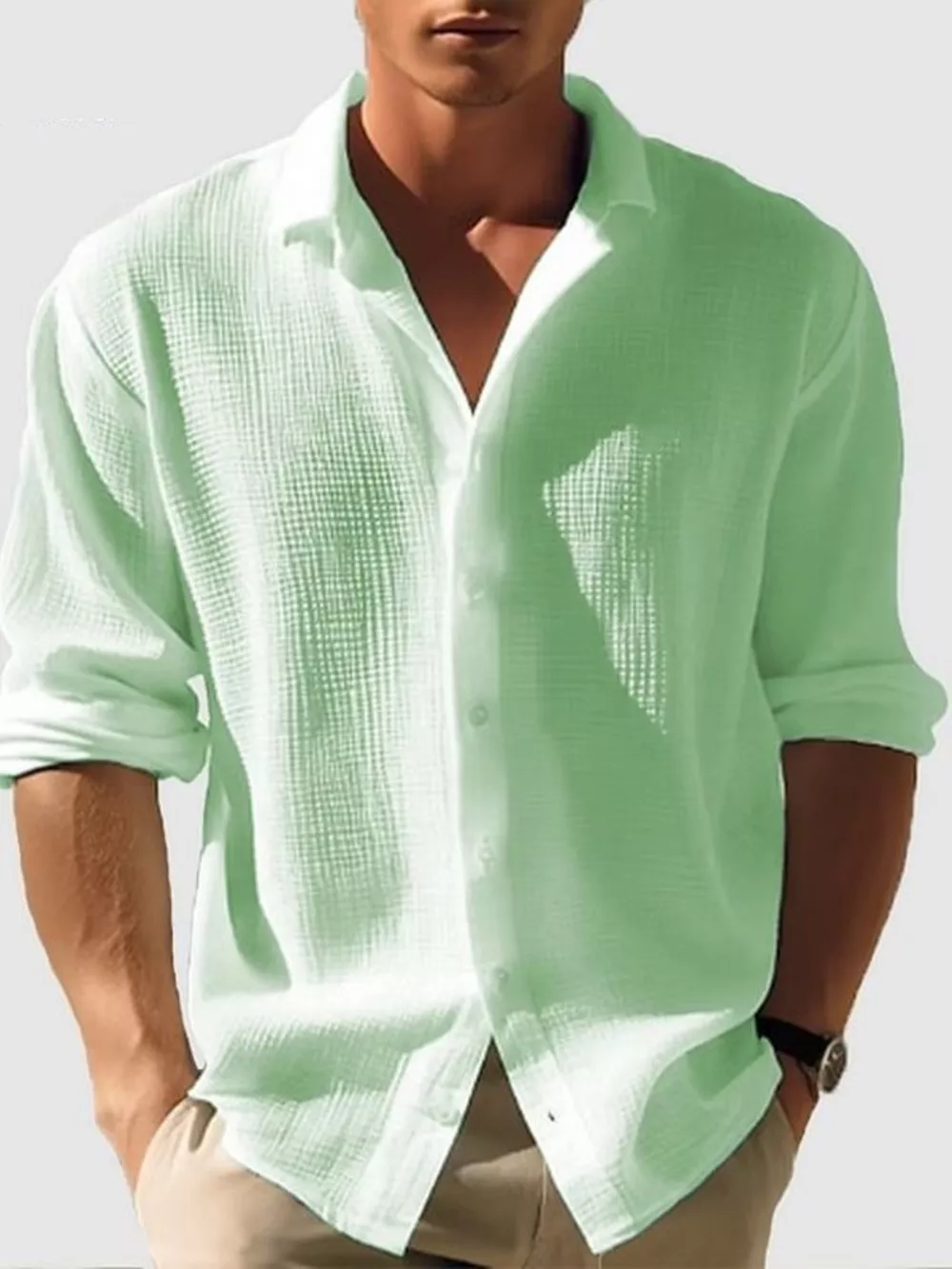 Men's Full Size Button Up Long Sleeve Shirt Plus Size, image 6