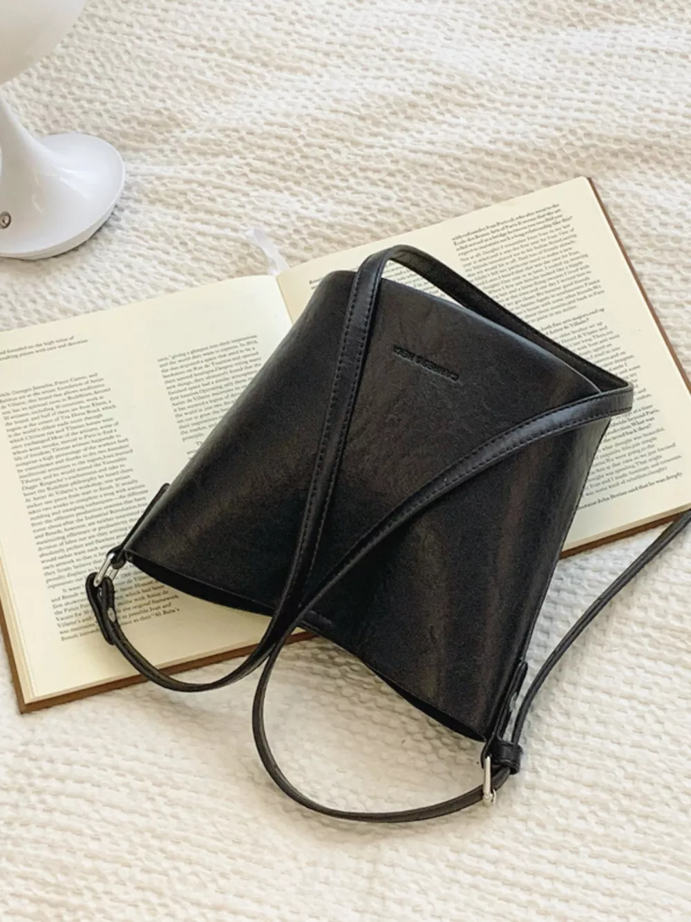 Leather Bucket Crossbody Bag, image 2