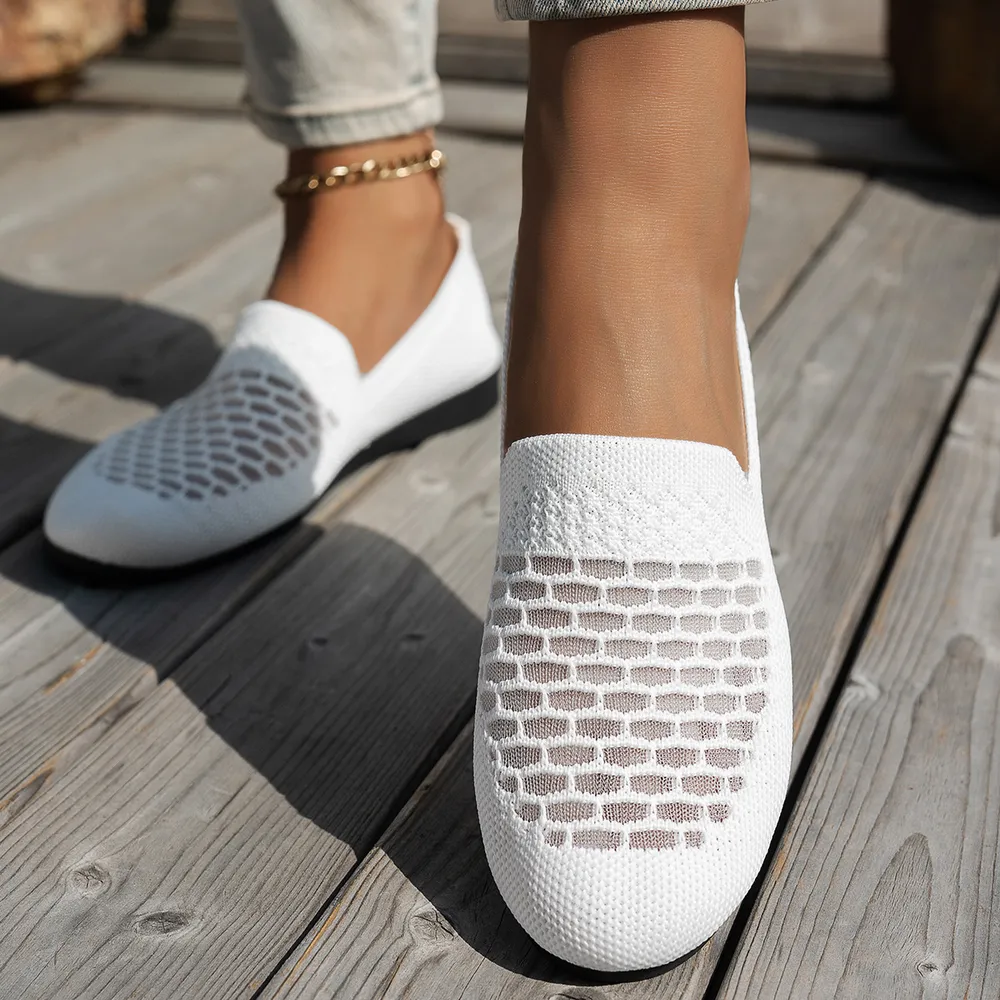 Mesh Breathable Slip-On Loafers with Perforated Design, image 9