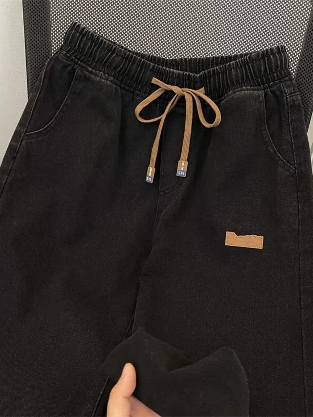 Men's Plus Size Drawstring Wide Leg Jeans, image 5