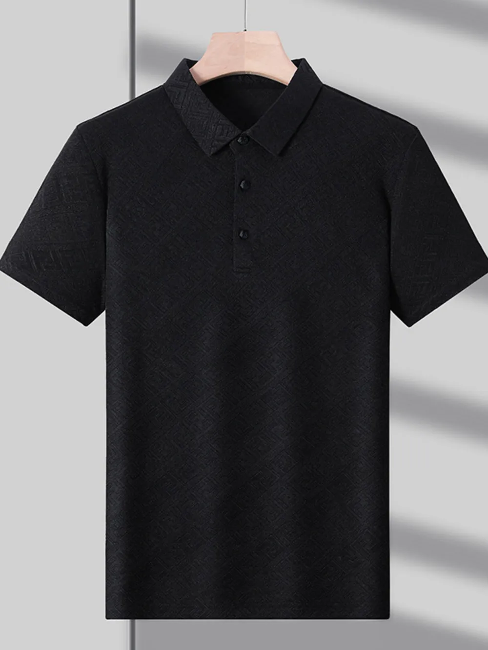 Men's Plus Size Jacquard Pattern Short Sleeve Polo