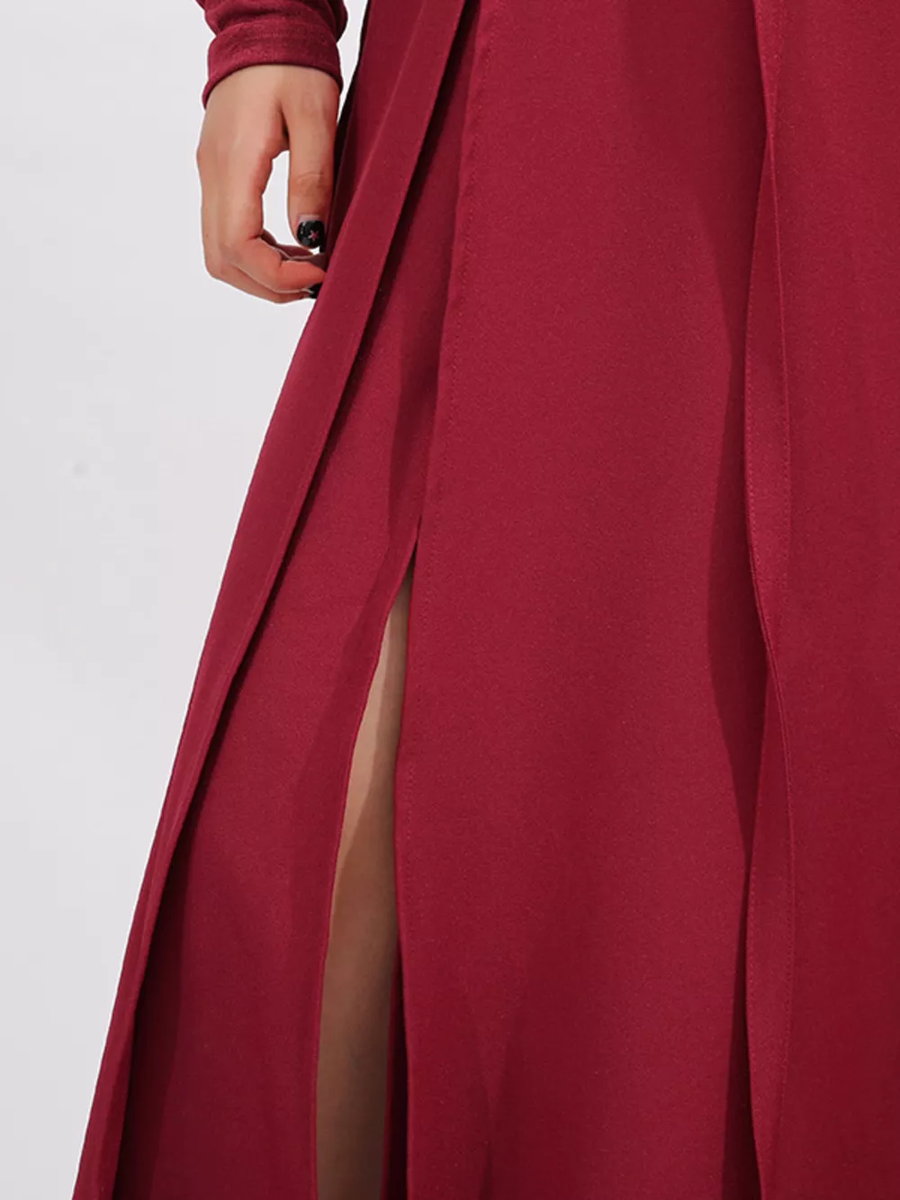Slit Spaghetti Strap Long Sleeve Dress, image 10
