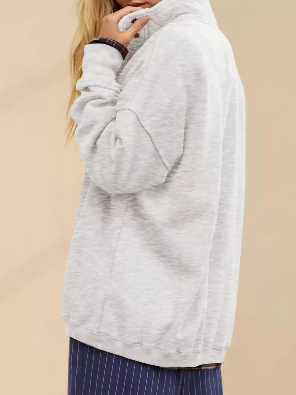 Half Snap Dropped Shoulder Sweatshirt, image 3