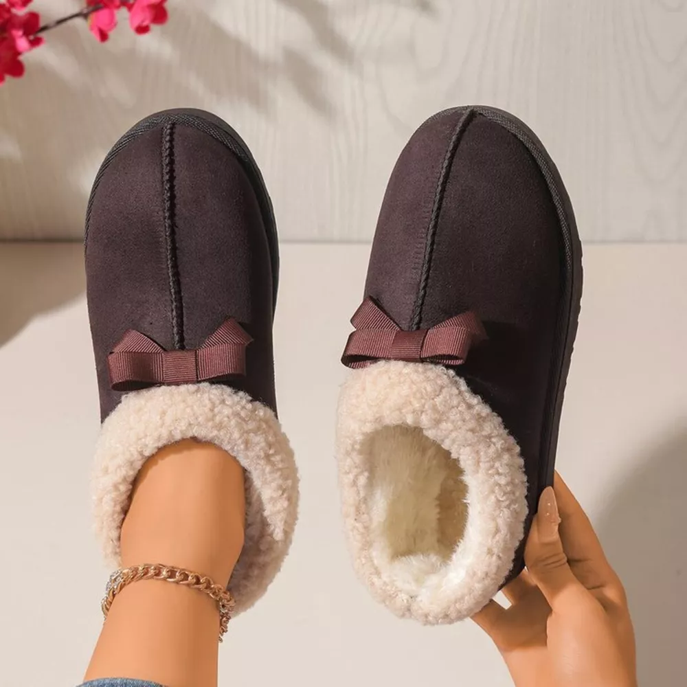 Cozy Bowknot Plush Lined Slip-Ons, image 28