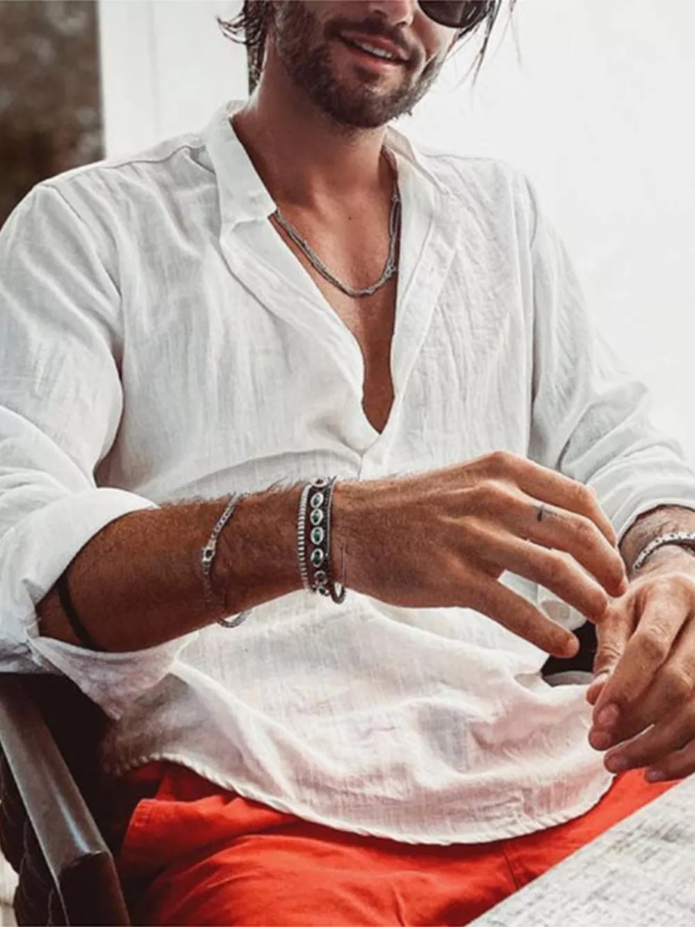 Men's Full Size Button Detail Long Sleeve Shirt Plus Size, image 4