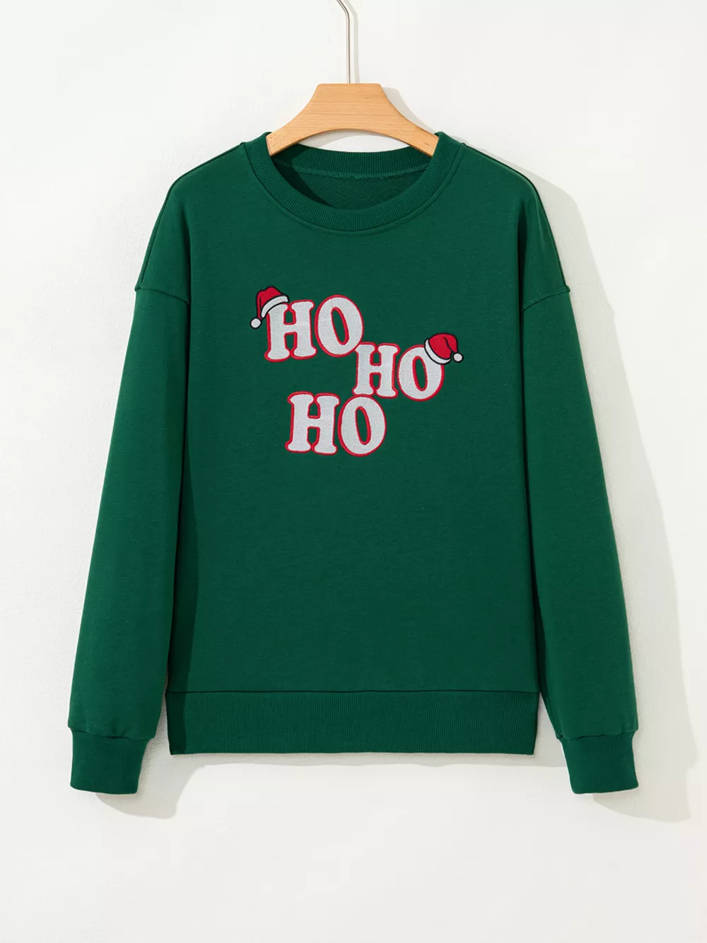 Embroidered Letter Christmas Round Neck Sweatshirt, image 4