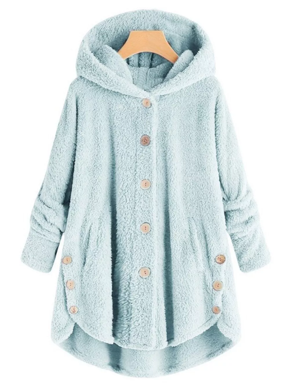Full Size Fleece Button-Down Hooded Outerwear Plus Size, image 4