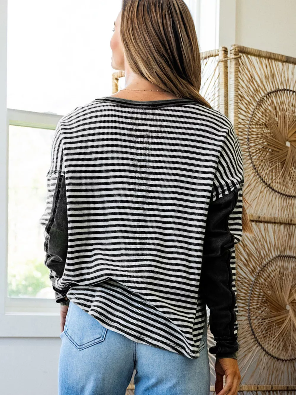 Striped Drop Shoulder Casual Top, image 6