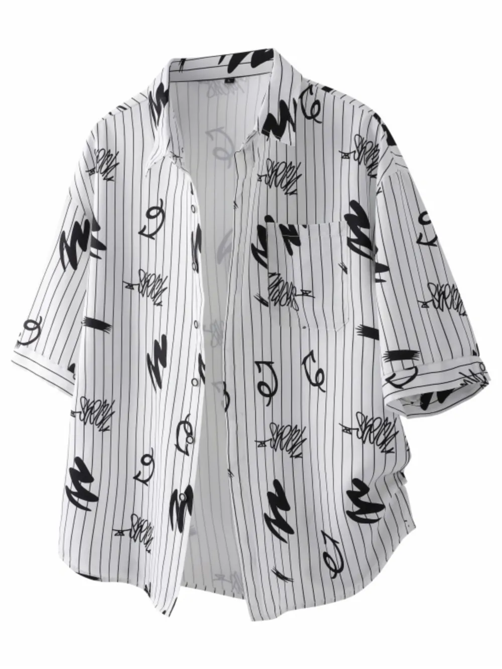 Men's Plus Size Striped Print Short Sleeve Casual Shirt, image 2