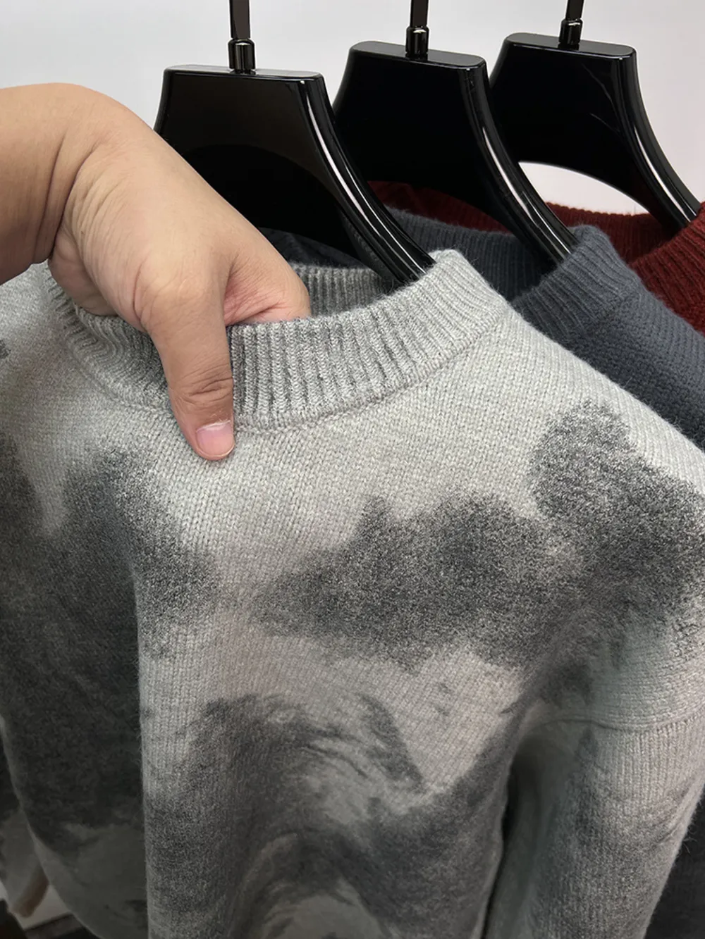 Men's Plus Size Ribbed Hem Round Neck Sweater, image 4