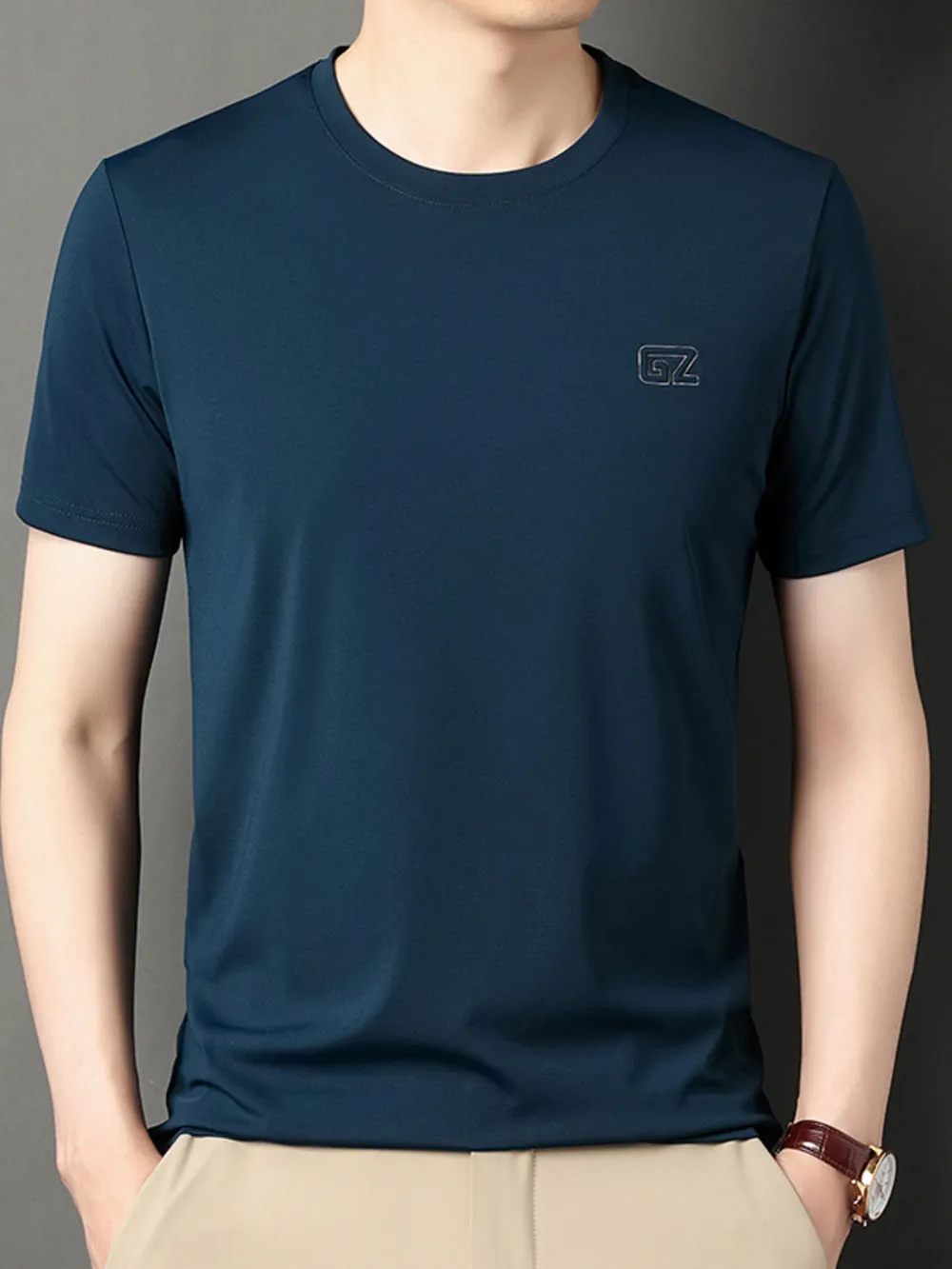 Men's Plus Size Round Neck Short Sleeve T-Shirt, image 2