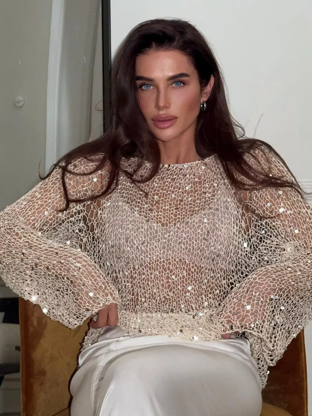 Sequin Embellished Knit Cover Up, image 8