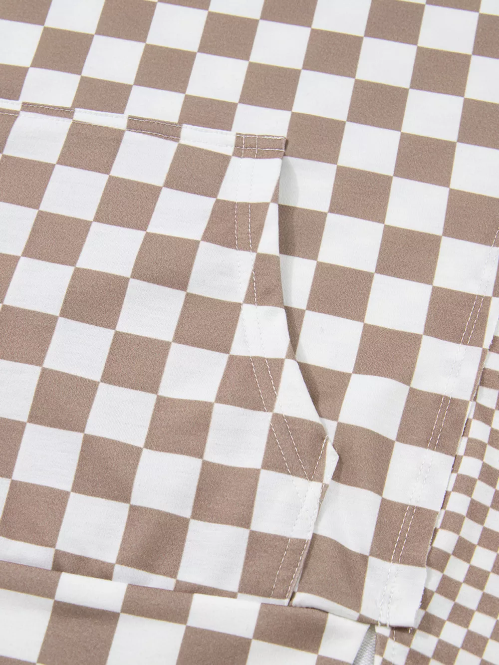 Checkered Pattern Oversized Drawstring Hoodie, image 8