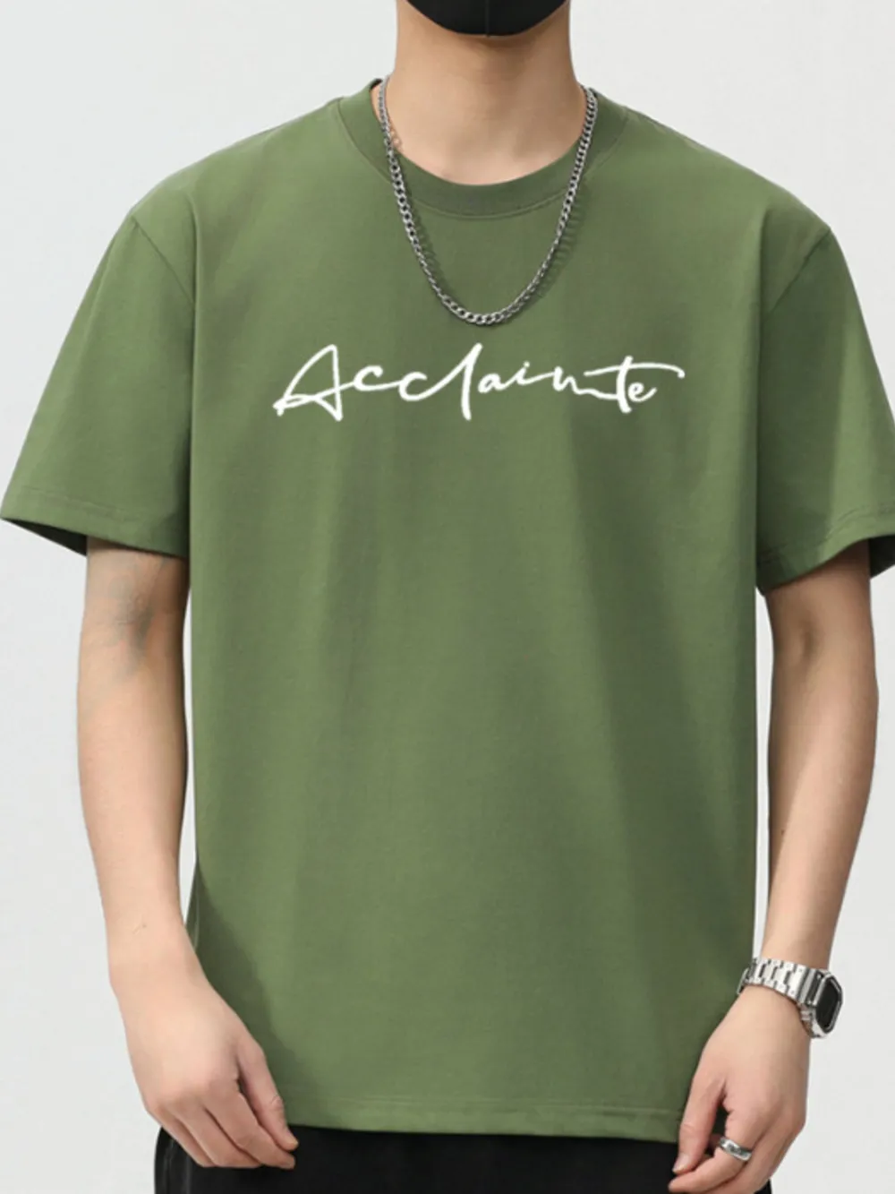 Men's Plus Size Letter Round Neck Short Sleeve T-Shirt, image 6