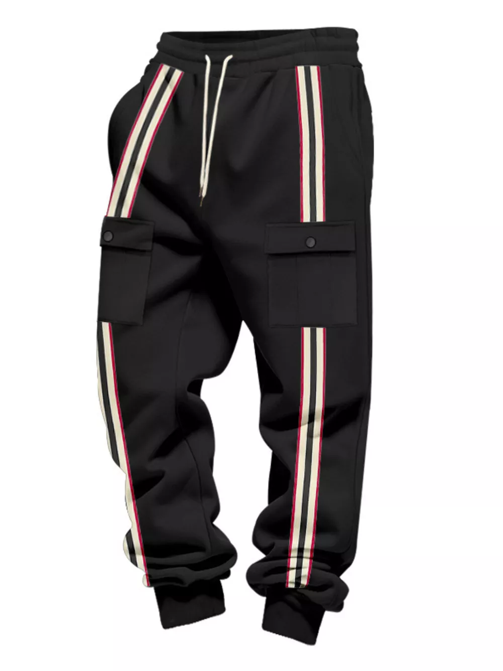 Men's Full Size Casual Striped Cargo Joggers Plus Size, image 8