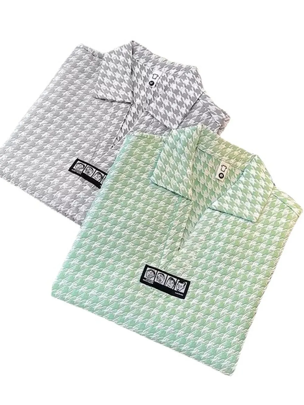 Men's Plus Size Houndstooth Pattern Short Sleeve Polo Shirt, image 5