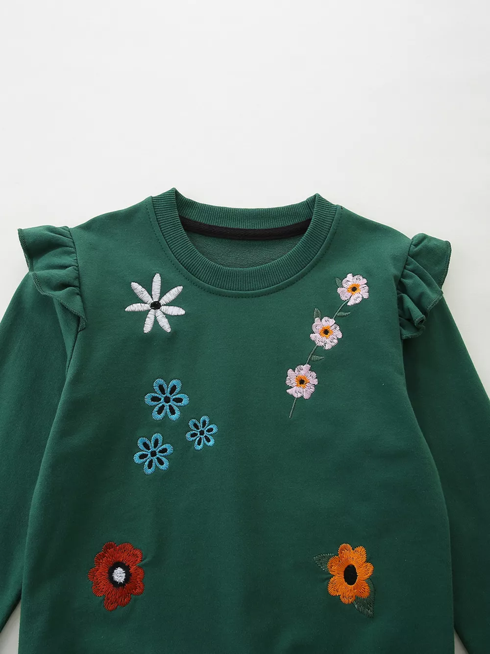 Children's Floral Embroidered Crew Neck Sweatshirt, image 4