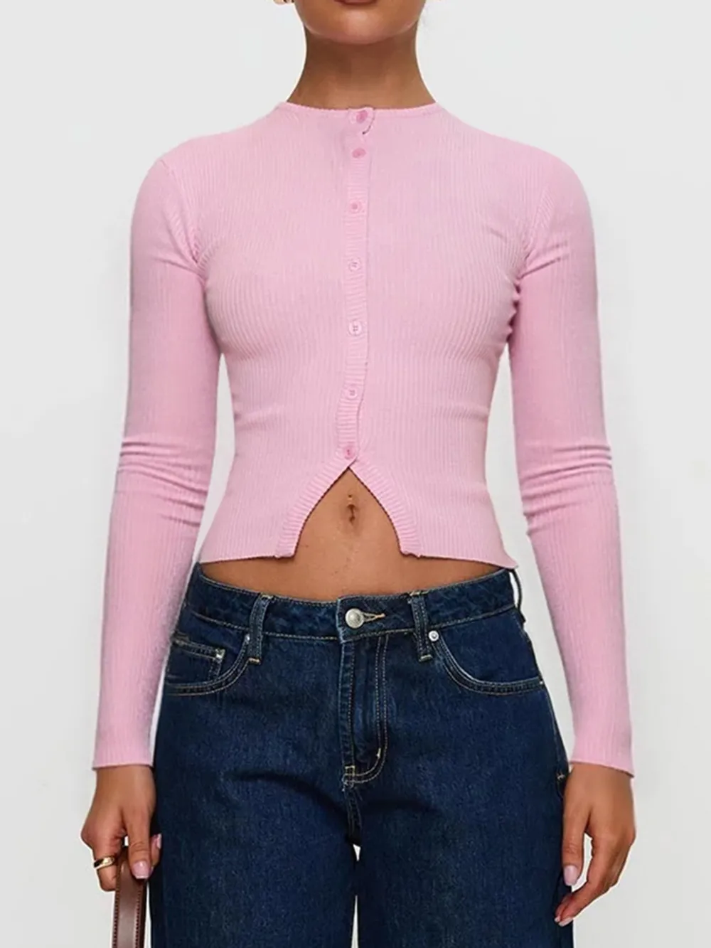 Ribbed Button-Up Cardigan, image 3