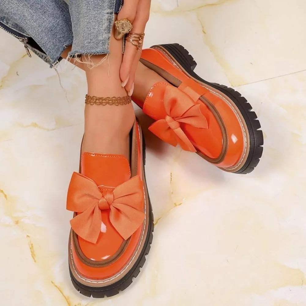 Round Toe Bow Loafers, image 4