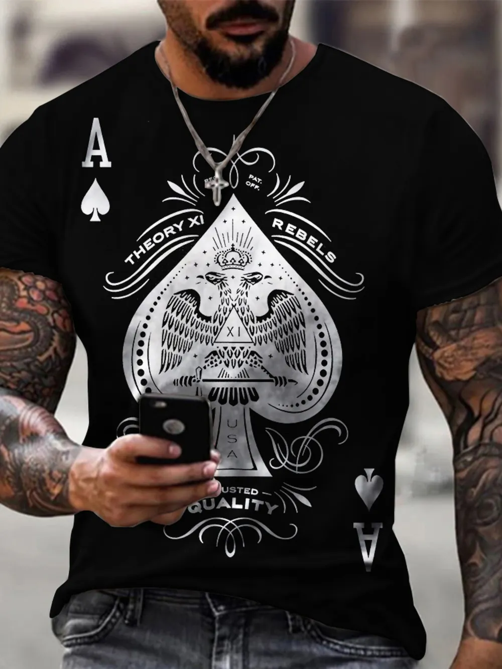Men's Full Size Ace of Spades Graphic Print T-Shirt Plus Size, image 6