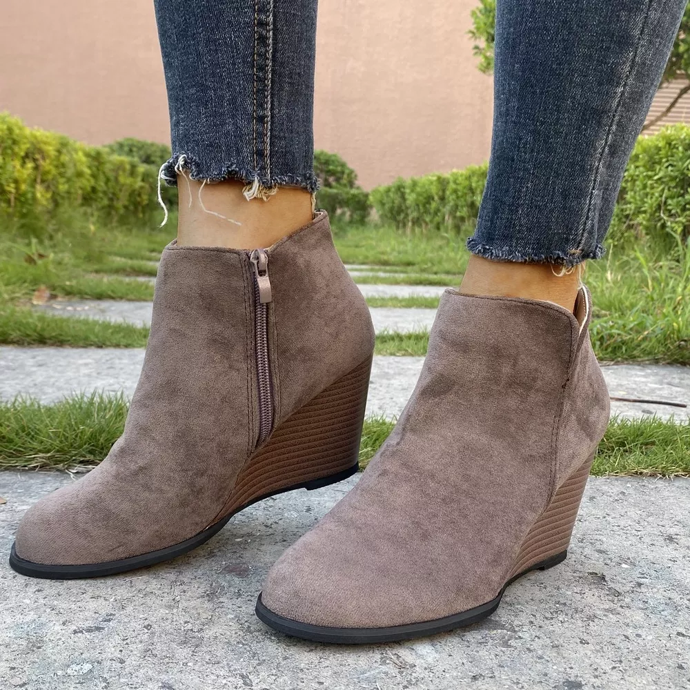 Round Toe Wedge Ankle Boots, image 7