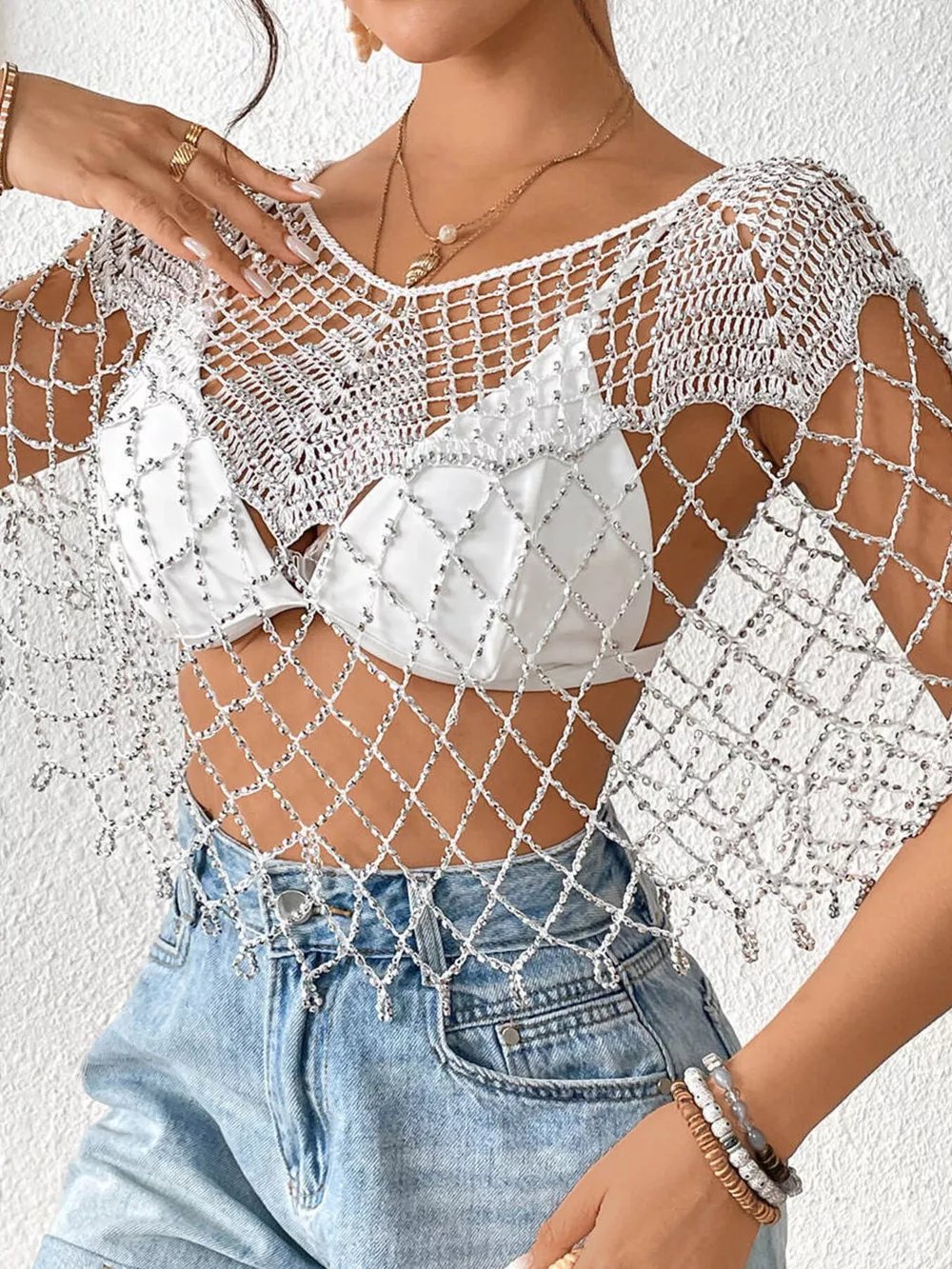 Beaded Crochet Cover Up, image 11