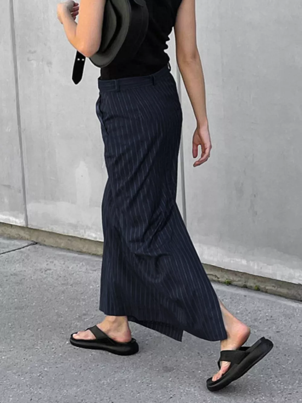 Slit Striped Maxi Skirt, image 4
