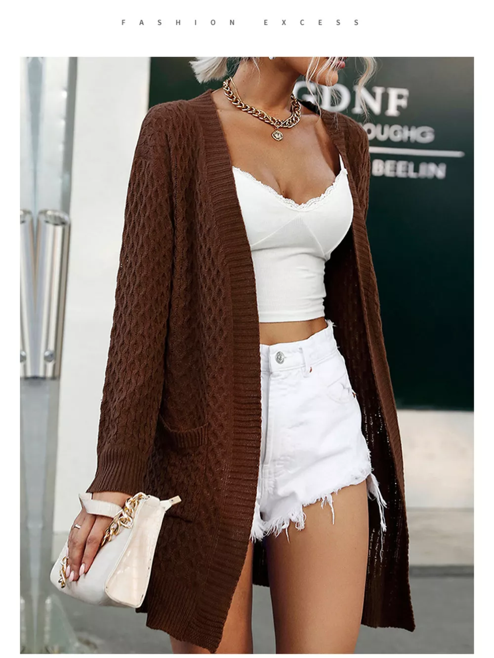 Cable Knit Open Front Cardigan, image 5