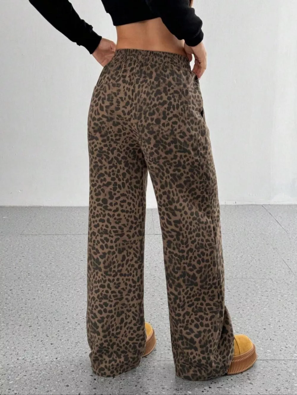 Leopard Drawstring Wide Leg Pants, image 5