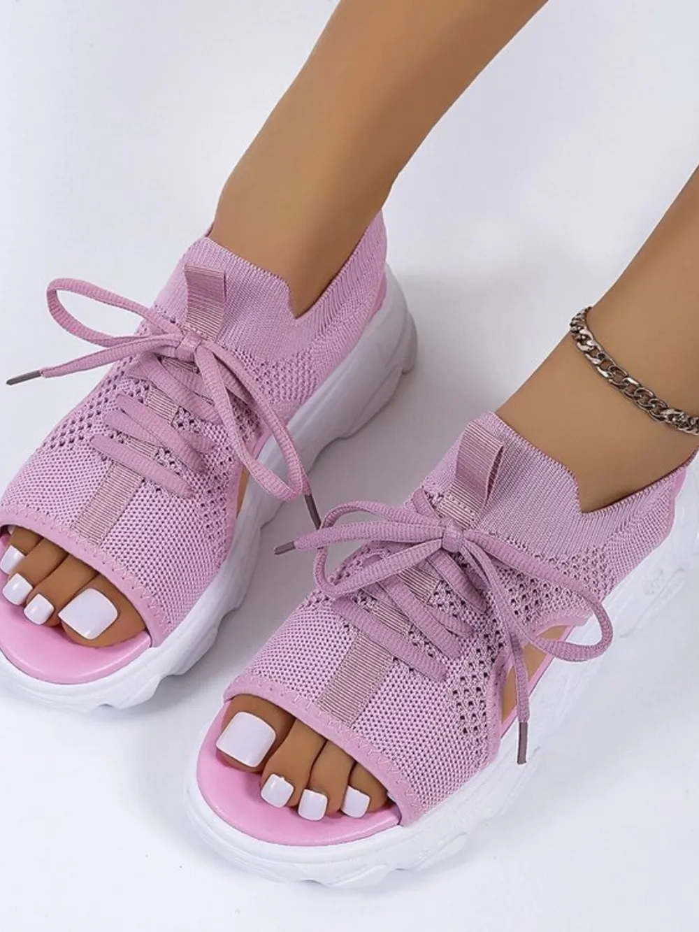 Open Toe Lace Up Sandals, image 4