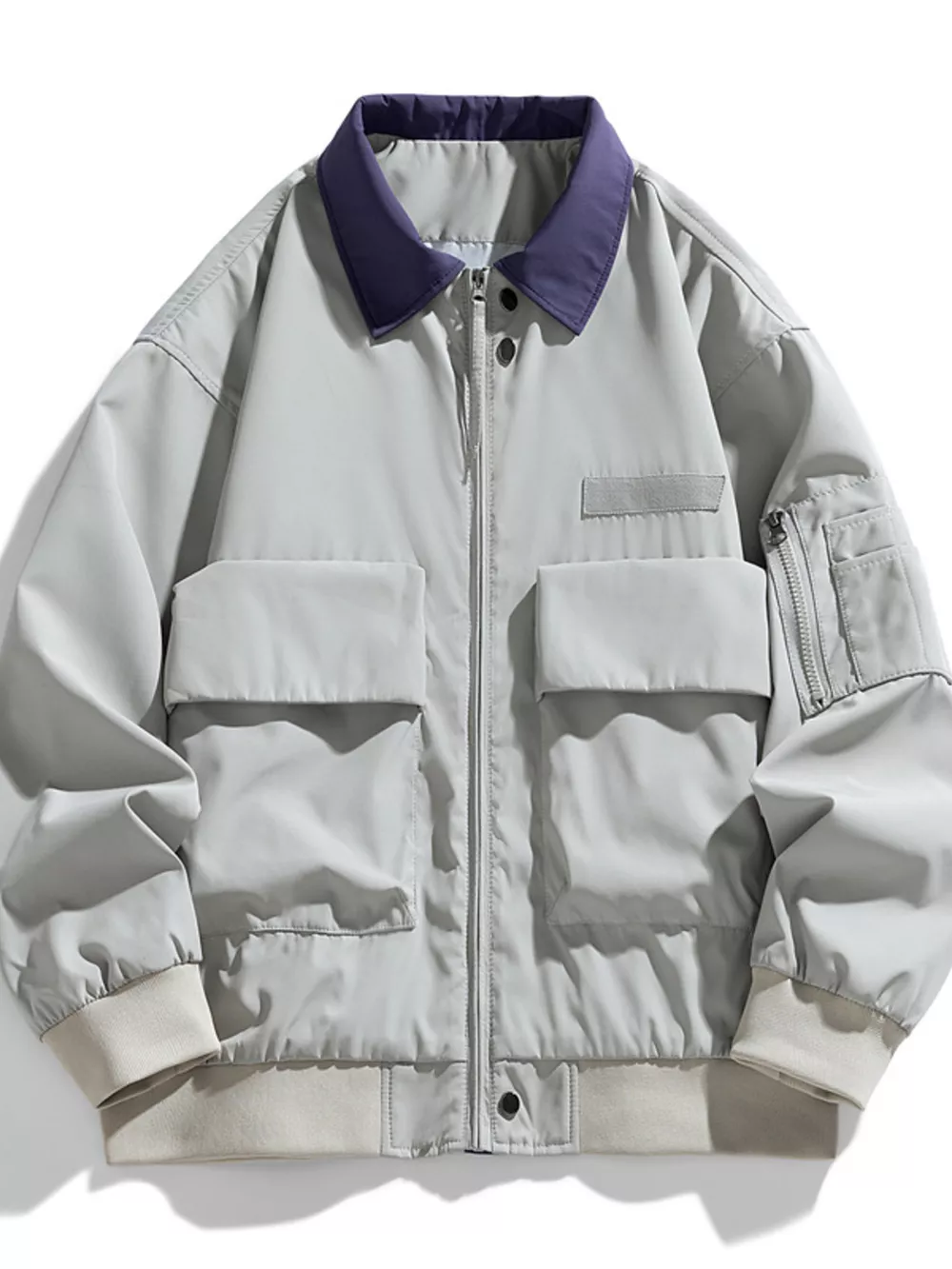 Men's Plus Size Zip Up Casual Bomber Jacket, image 8