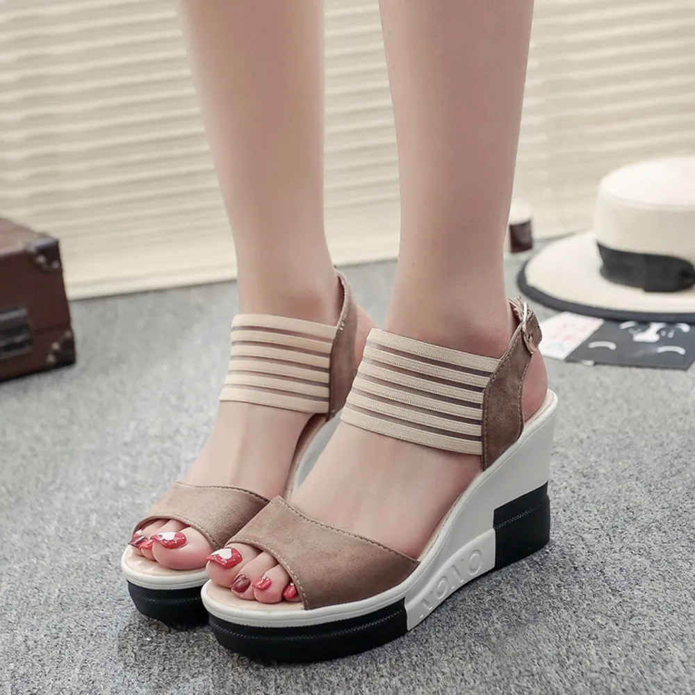 Contrast Platform Wedge Sandals, image 3