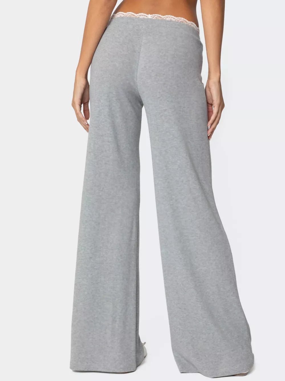 Lace Trim Wide Leg Pants, image 5