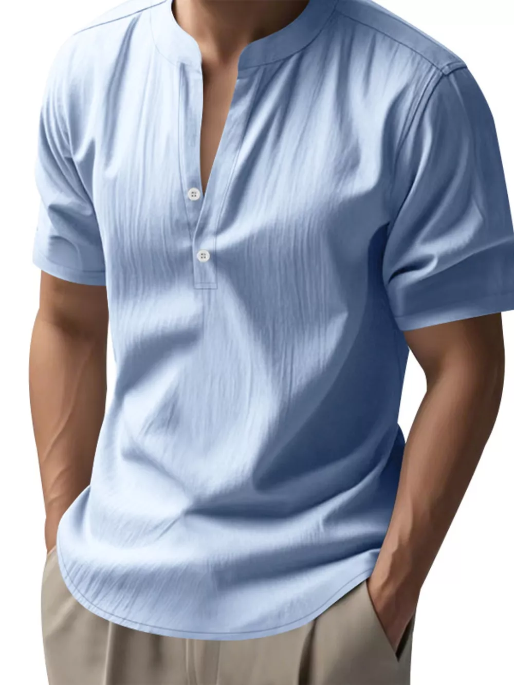 Men's Full Size Button Detail Short Sleeve Shirt Plus Size, image 10